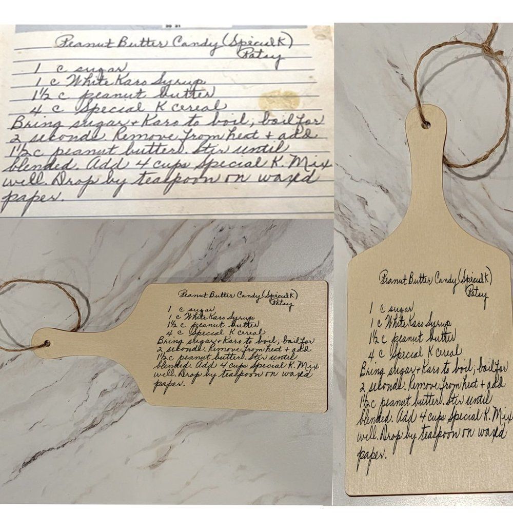 Personalized Handwritten Recipe Decorative Cutting Board Recipe Card
